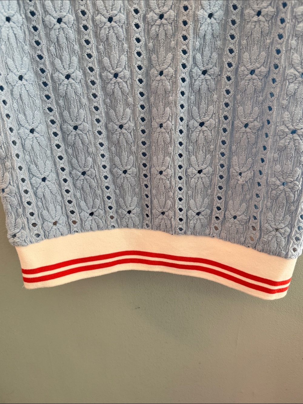 Maeve Pale Blue Eyelet Polo with Crystal Buttons - XXS - NWT - Picture 6 of 9